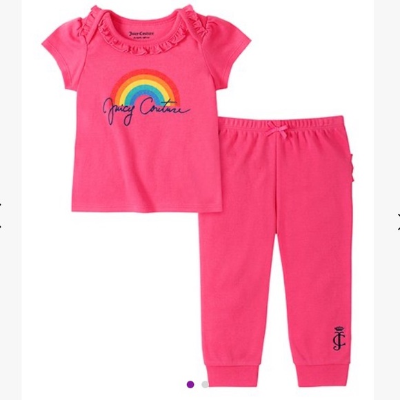Juicy Couture Baby Girls Pink Rainbow 2-piece Set NWT - Picture 2 of 9